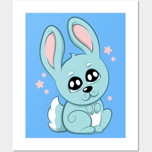 Cute Bunny with stars Posters and Art